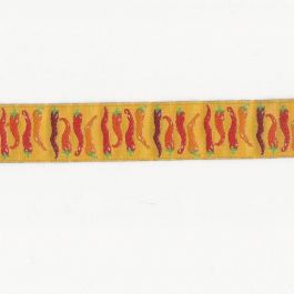 Pepper Ribbons Chili Peppers Brocade Ribbon in Gold