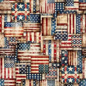 1776 Flag Patchwork in Red  Navy