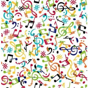 All That Jazz Colorful Musical Notes in White