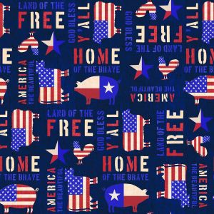 American Farm Flag Animals  Words in Navy