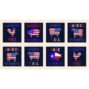 American Farm Panel Flag Animals  Words in Creams