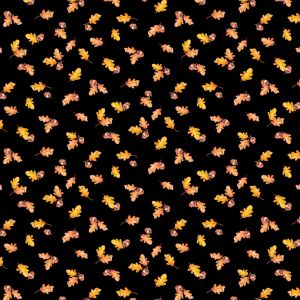 Autumn Day Leaves and Acorns in Black