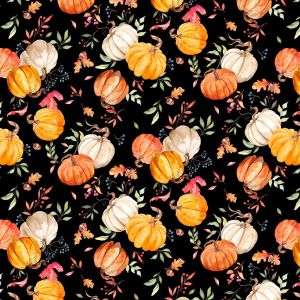 Autumn Day Tossed Pumpkins in Black