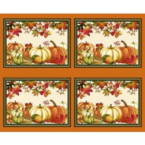 Autumn Flourish Panel Fall Placemats in Oranges