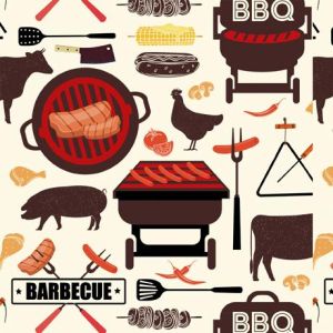Backyard BBQ BBQ Silhouettes in Cream