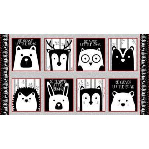 Be Wild Gray Animal Faces Panel