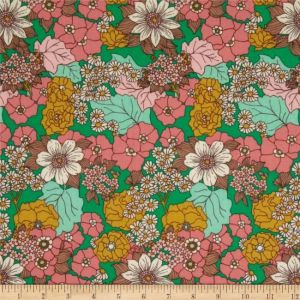 Bungalow Rayon Dainty Daisies in Emerald