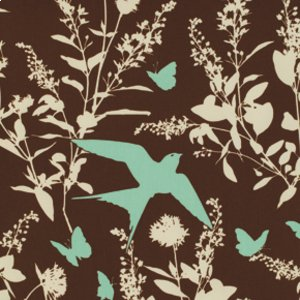 Bungalow Sateen Swallow Study in Chocolate