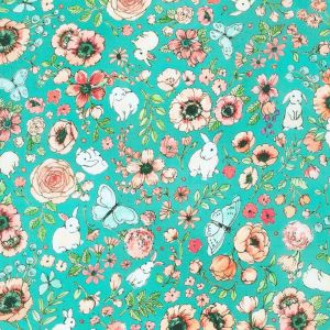 Bunny Lane Bunny Flowers in Teal