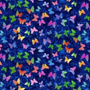 Butterfly Bliss Butterflies on Floral in Navy
