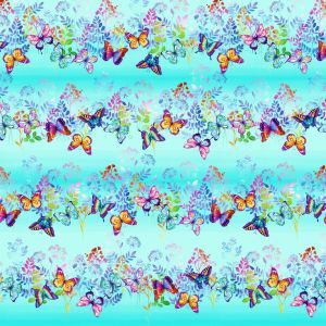 Butterfly Bliss Butterfly Border Stripe in Turquoise