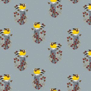 Charley Harper Holidays Gray Evening Grosbeaks