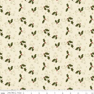 Christmas Greetings Holly in Cream