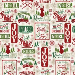Comfort  Joy Christmas Patch On Wood in Cream