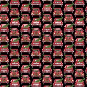 Country Christmas Jolly Red Trucks in Black