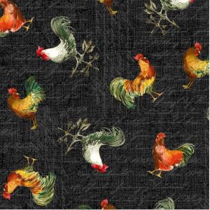 County Fair Rustic Roosters in Black
