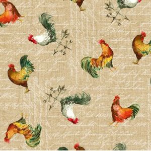 County Fair Rustic Roosters in Khaki