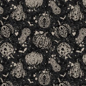 Darkly Enchanted Pumpkins with Bats in Charcoal