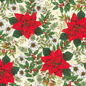 Deck the Halls Cream Large Poinsettias