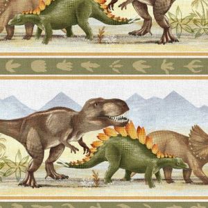 Dinosaur Trails Dinosaur Border in Taupe