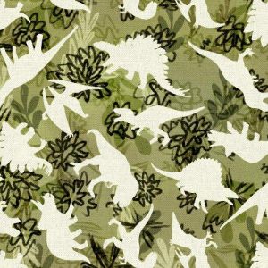 Dinosaur Trails Specimen Silhouettes in Green