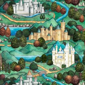 Dragon Quest Castle Landscape in Greens