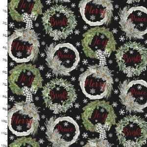 Dreaming of a Farmhouse Christmas Snow Wreath in Black