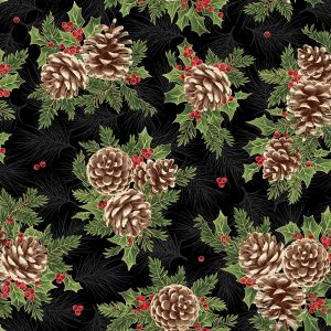 Evergreen Bows Pinecones in Black