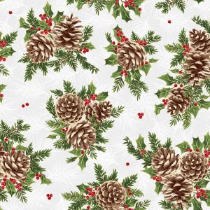 Evergreen Bows Pinecones in Light Gray