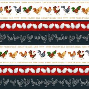 Farm Raised Multicolor Chickens Eggs Border Stripe