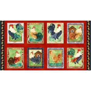 Farm Raised Red Chickens in Large Blocks Panel 