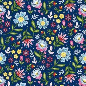 Fiesta Folkloric Flowers in Navy