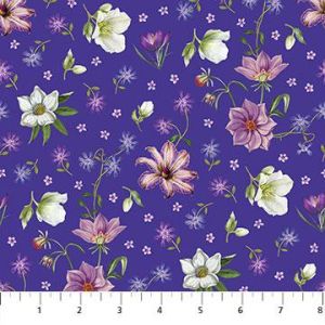 Fleurs De Jardin Tossed Flowers in Purples