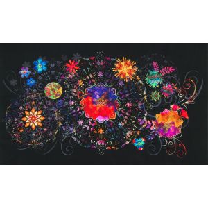 Florence Flowers Panel in Black