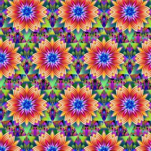 Fractal Flowers Kaliedoscope Flora in Navy