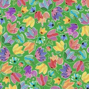 Froggy Pond Lillies in Green