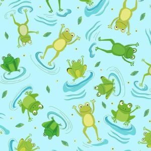 Froggy Pond Tossed Frogs in Light Blue