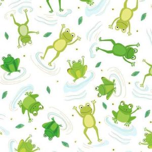 Froggy Pond Tossed Frogs in White