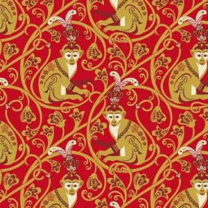 Imperial Jungle Monkey Scroll in Red