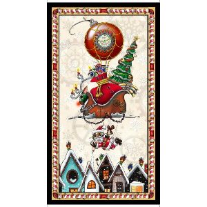 Its A Steampunk Christmas Panel Santa  His Sleigh in Ecru