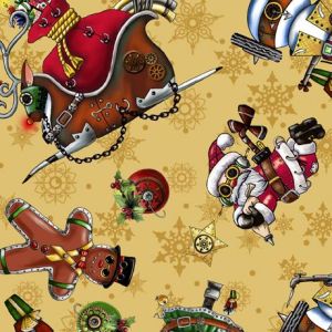 Its A Steampunk Christmas Tossed Icons in Yellows