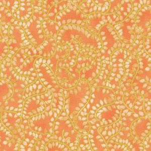 Jeweled Leaves Metallic Vines in Coral