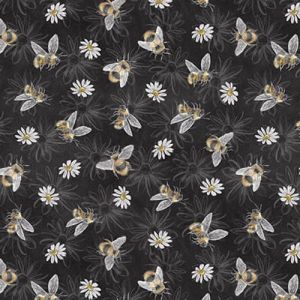Late Summer Harvest Bees wFlowers in Charcoal
