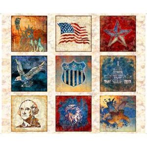 LibertyGloryFreedom USA Iconic Images Panel in Cream