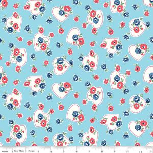 Love Letters Aqua FlowersHearts
