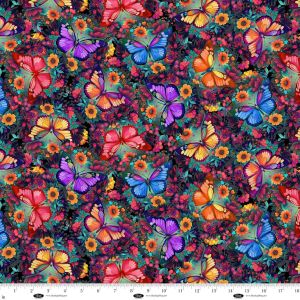 Luminous Haven Butterflies  Floral in Turquoise