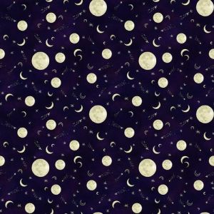 Midnight Rendezvous Full Crescent Moons in Dark Purple