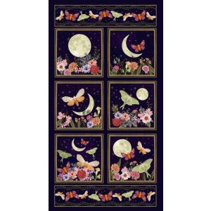 Midnight Rendezvous Moths Flower Moons Block Panel