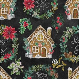 Mistletoe Magic Gingerbread Houses  Wreaths in Black
