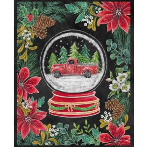 Mistletoe Magic Panel Red Truck Snowglobe in Black
